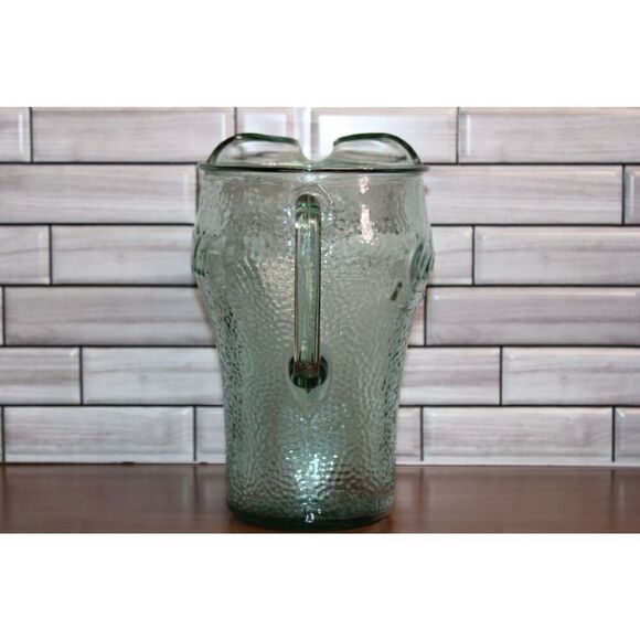 VINTAGE COCA COLA TALL GLASS GREEN PITCHER - Picture 2 of 9